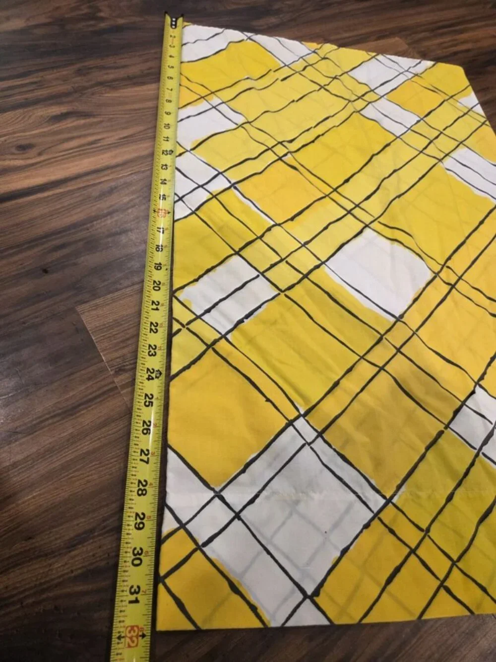VTG Vera Burlington Pillowcase Mod Yellow Abstract Geometric Plaid Percale